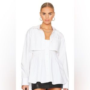 Alexander Wang Smocked Cami with Cropped Shirt in White